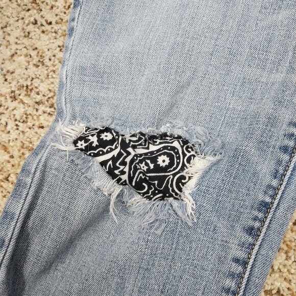 3035 Size 12 American Eagle Upcycled Ruffle Leg Jeans - Picture 4 of 8